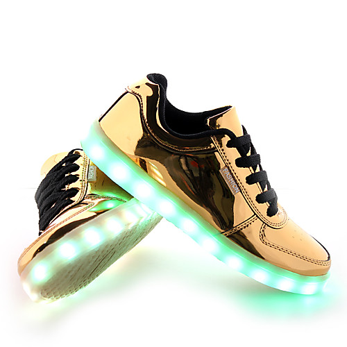 

Men's LED Shoes PU Spring / Fall LED Sneakers Slip Resistant Gold / Silver / Lace-up / Comfort Shoes / Light Up Shoes / EU42