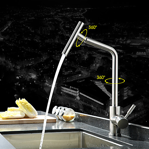

Contemporary Art Deco/Retro Modern Standard Spout Vessel Rain Shower Widespread Ceramic Valve Single Handle One Hole Stainless Steel,