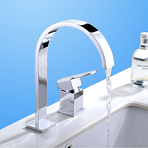 

Bathroom Sink Faucet - Waterfall Chrome Widespread Two Holes / Single Handle Two HolesBath Taps