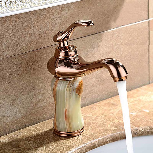 

Contemporary Modern Centerset Widespread Ceramic Valve Single Handle One Hole Rose Gold, Bathroom Sink Faucet