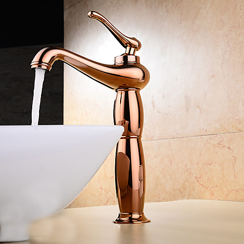 

Contemporary Modern Centerset Widespread Ceramic Valve Single Handle One Hole Rose Gold, Bathroom Sink Faucet