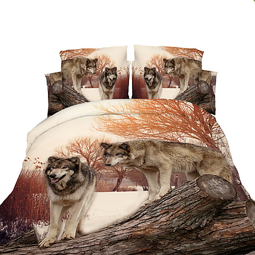 

Duvet Cover Sets 3D Polyester Reactive Print 4 PieceBedding Sets / 300 / 4pcs (1 Duvet Cover, 1 Flat Sheet, 2 Shams)