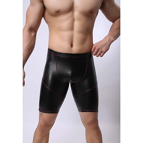 

Men's Basic Sexy Boxer Briefs - Normal, Solid Colored Mid Rise Black M L XL / Club