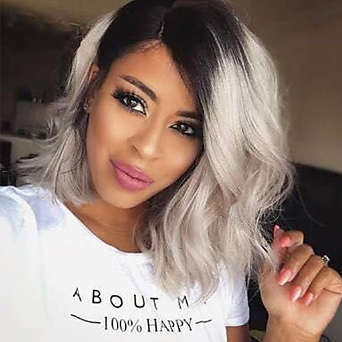 

Synthetic Wig Wavy Wavy Wig Short Medium Length Grey Synthetic Hair Women's Gray