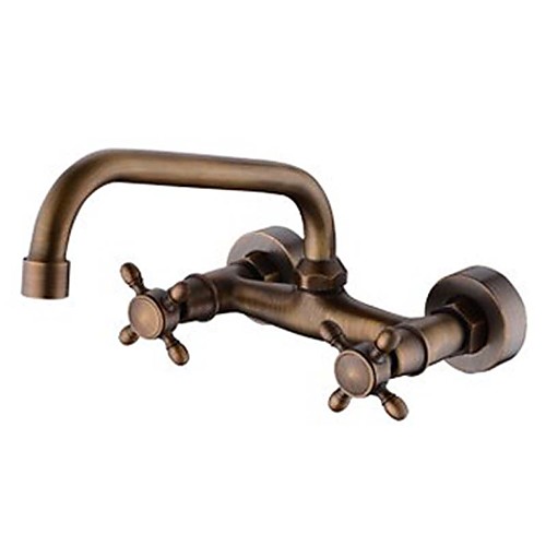 

Bathroom Sink Faucet - Widespread Antique Copper Centerset Two Holes / Two Handles Two HolesBath Taps