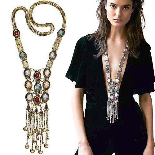 

Women's Pearl Pendant Necklace Statement Necklace Layered Tassel Fringe Long Ladies Tassel Bohemian Fashion Pearl Alloy Golden Silver 80 cm Necklace Jewelry For Party Daily Casual / Long Necklace