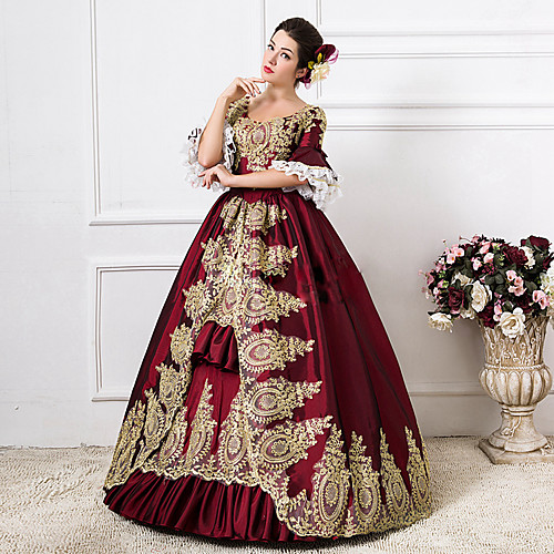 

Rococo Victorian 18th Century Dress Party Costume Masquerade Ball Gown Women's Lace Cotton Costume Green / Royal Blue / Red Vintage Cosplay Party Prom Floor Length Long Length Ball Gown Plus Size