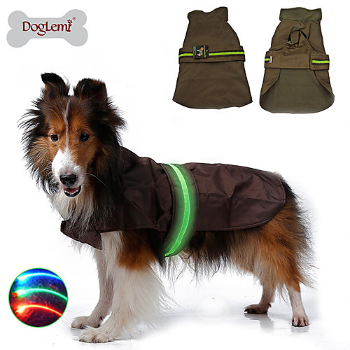 

Dog Rain Coat Vest Solid Colored LED Waterproof Outdoor Winter Dog Clothes Puppy Clothes Dog Outfits Black Blue Brown Costume for Girl and Boy Dog Nylon S M L XL XXL 3XL