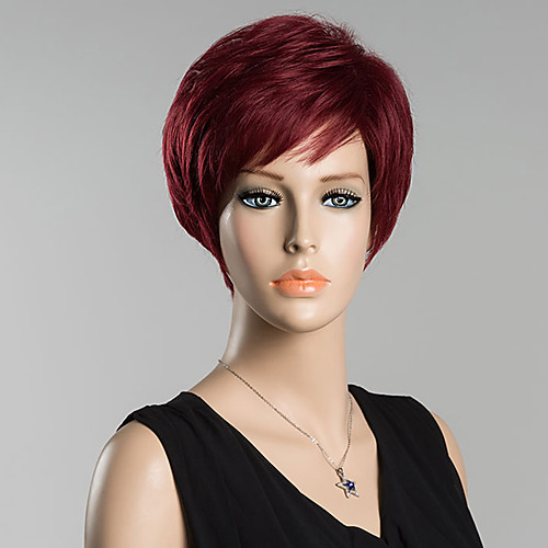 

Human Hair Wig Straight Classic Classic Straight Black#1B Red Daily
