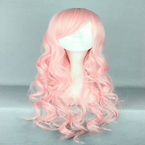 

Synthetic Wig Cosplay Wig Curly Curly Wig Pink Pink Synthetic Hair Women's Pink hairjoy