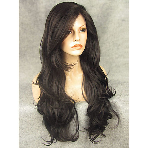 

Synthetic Wig Wavy Wavy Lace Front Wig Natural Black Synthetic Hair Black