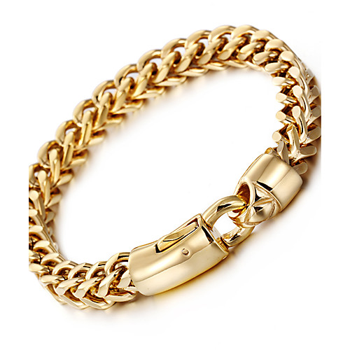 

Men's Chain Bracelet Wheat Baht Chain Luxury Fashion Hip-Hop Hip Hop 18K Gold Plated Bracelet Jewelry Silver / Golden For Party Gift Daily Casual Street / Stainless Steel / Titanium Steel