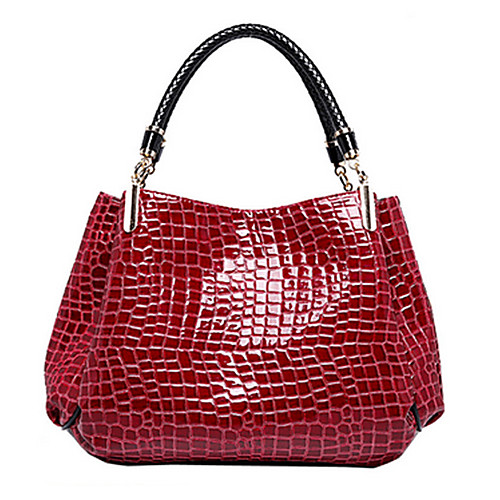 

Women's Bags Patent Leather Satchel Top Handle Bag Crocodile Formal Office & Career Handbags Black Dark Red Dark Blue