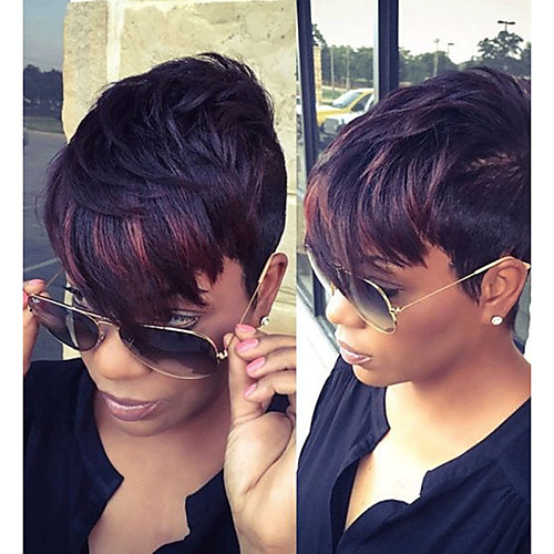 

Synthetic Wig Straight Kardashian Straight Wig Black / Burgundy Synthetic Hair Women's Black