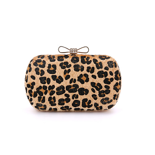 

Women's Bags PU Leather Suede Evening Bag Fur Leopard Print Floral Print Wedding Party Event / Party Evening Bag Fur Bag Wedding Bags Leopard Light Green Light gray