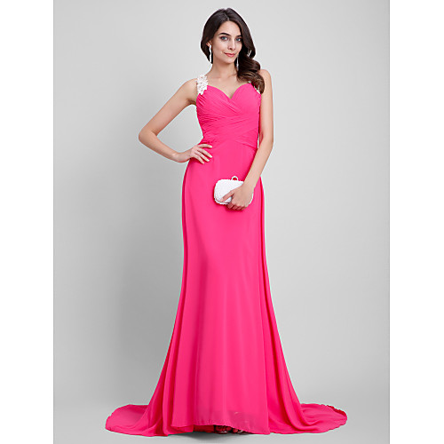 

A-Line Beautiful Back Formal Evening Dress Sweetheart Neckline Sleeveless Floor Length Chiffon with Embroidery 2021