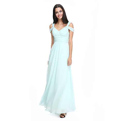 

A-Line Straps Ankle Length Chiffon Bridesmaid Dress with Criss Cross / Ruched