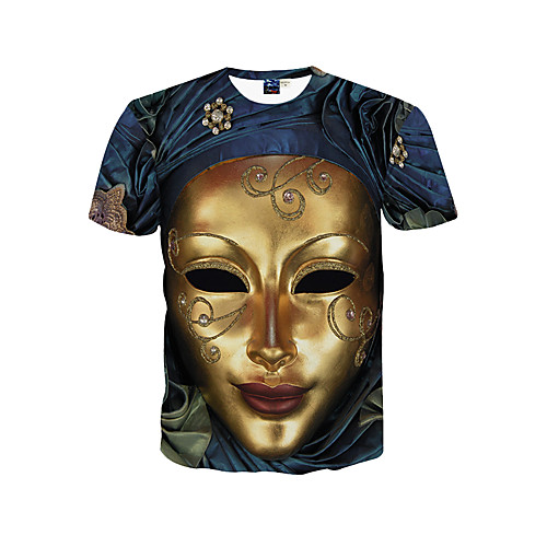 

Men's T shirt Print Short Sleeve Daily Tops Active Boho Blue
