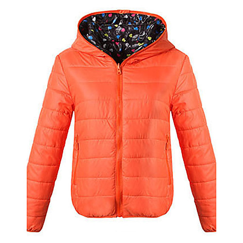 

Women's Daily Solid Colored Regular Padded, Polyester Long Sleeve Fall / Winter Hooded Yellow / Red / Green XL / XXL / XXXL