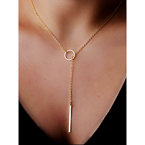

Women's Y Necklace Lariat Bar Bar & Circle Ladies Simple Basic Fashion Gold Plated Yellow Gold Alloy Golden Silver Triangle heart Moon Necklace Jewelry 1pc For Party Casual Daily Beach