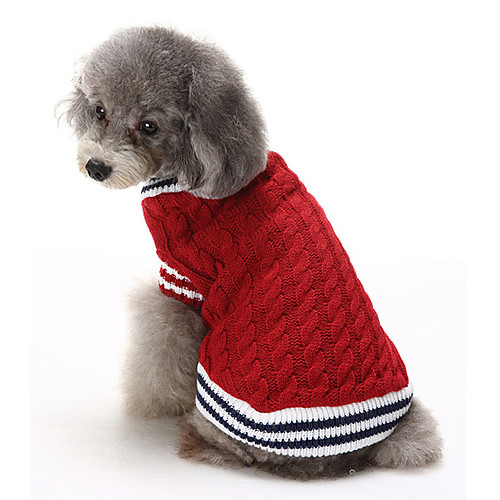 

Cat Dog Sweater Christmas Winter Dog Clothes Red Blue Costume Cotton Color Block Casual / Daily Keep Warm XS S M L XL XXL