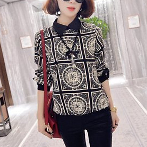 

Women's Blouse Solid Colored Long Sleeve Daily Tops Casual Streetwear Black