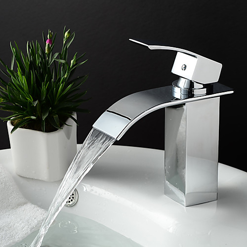 

Bathroom Sink Faucet - Waterfall Chrome Centerset Single Handle One Hole