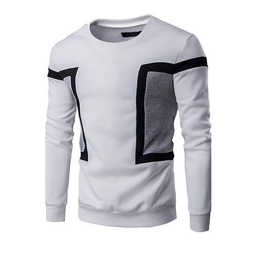 

Men's Sweatshirt Color Block Round Neck Daily Weekend Active Hoodies Sweatshirts Long Sleeve White Black Blue / Spring / Fall