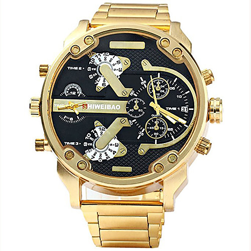 

Men's Sport Watch Military Watch Bracelet Watch Stainless Steel Black / Gold Water Resistant / Waterproof Calendar / date / day Creative Analog Charm Luxury Casual Bangle - Black / Gold Blue White
