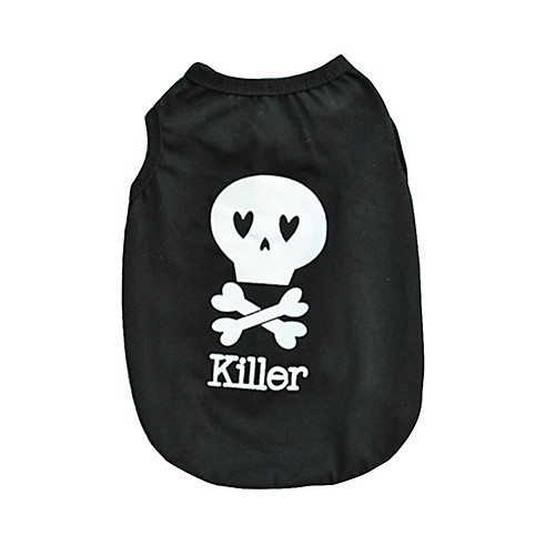 

Cat Dog Shirt / T-Shirt Dog Clothes Black Costume Cotton Skull Casual / Daily Halloween XS S M L