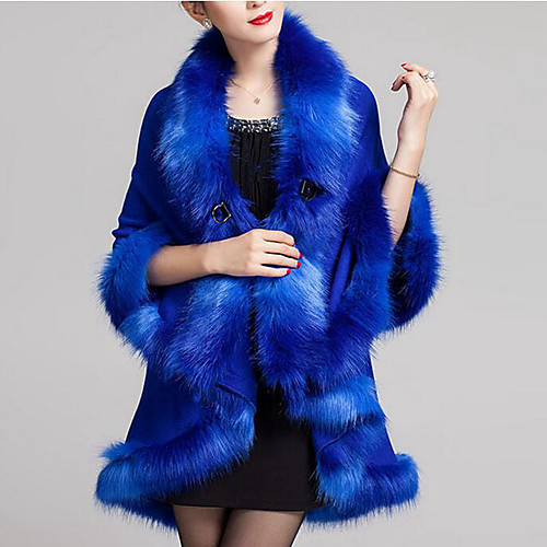 

Women's Fur Trim Solid Colored Fur Trim Fall Cloak / Capes Regular Daily Half Sleeve Faux Fur Coat Tops Camel