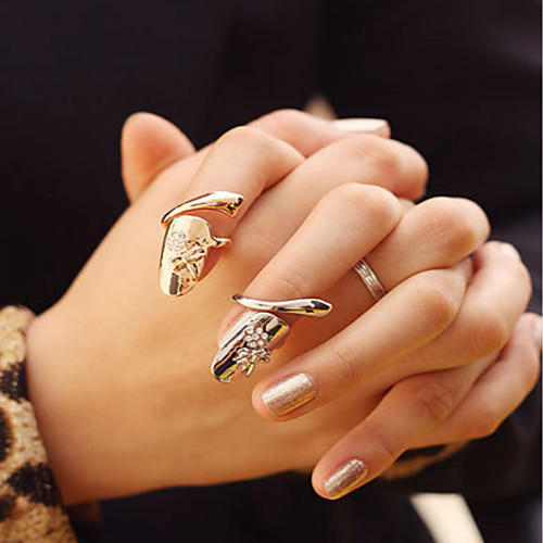 

fashion temperament thumb nail ring gold nnd silver two color suits