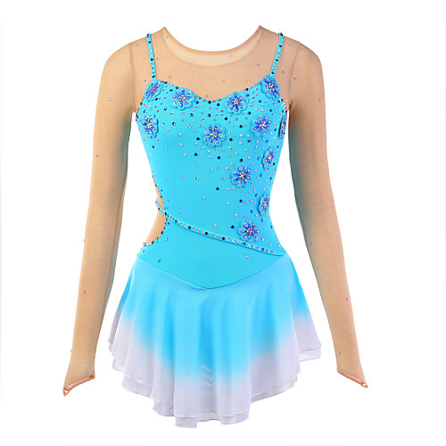 

Figure Skating Dress Women's Girls' Ice Skating Dress Flower Halo Dyeing Spandex Mesh High Elasticity Training Competition Skating Wear Breathable Handmade Novelty Fashion Dumb Light Ice Skating