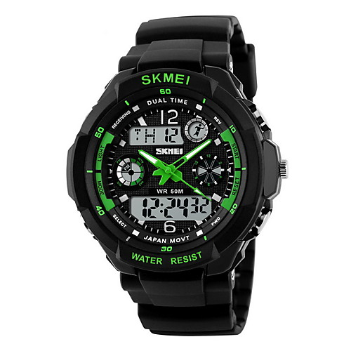 

SKMEI Men's Sport Watch Military Watch Wrist Watch Quartz Rubber Black 30 m Water Resistant / Waterproof Alarm Calendar / date / day Analog - Digital Black / Green Black / Blue Black / Yellow Two