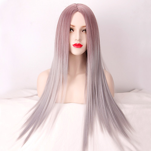 

Synthetic Wig Straight Straight Wig Long Very Long Grey Synthetic Hair Women's Ombre Hair Middle Part Gray