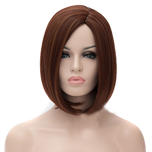 

Synthetic Wig Straight kinky Straight kinky straight Straight Asymmetrical Wig Medium Length Medium Auburn Synthetic Hair Women's Natural Hairline Brown