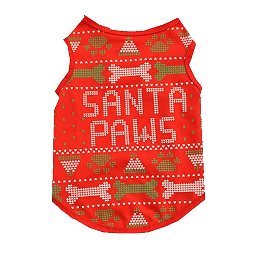 

Cat Dog Vest Dog Clothes Red Costume Cotton Bone Christmas XS S M L