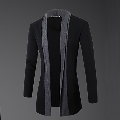 

Men's Color Block Cardigan Cotton Long Sleeve Regular Sweater Cardigans Round Neck Spring Fall Dark Gray Light gray