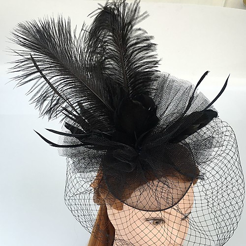 

Tulle / Feather / Net Fascinators / Headwear / Birdcage Veils with Floral 1pc Wedding / Special Occasion / Casual Headpiece