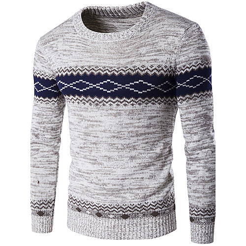 

Men's Color Block Pullover Long Sleeve Regular Sweater Cardigans Round Neck Fall Winter Wine Navy Blue Gray / Weekend