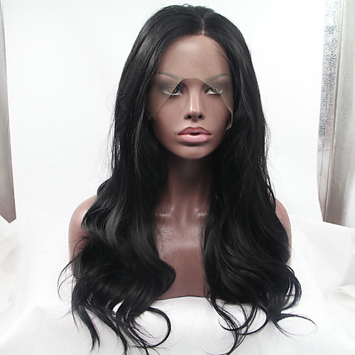 

Synthetic Lace Front Wig Natural Wave Kardashian Natural Wave Lace Front Wig Medium Length Long Natural Black Synthetic Hair 18-26 inch Women's Heat Resistant Glueless Black