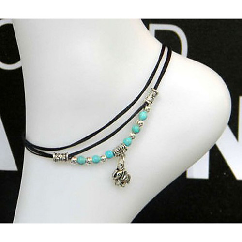 

Anklet Ladies Beaded European Women's Body Jewelry For Wedding Pearl Heart Love Black
