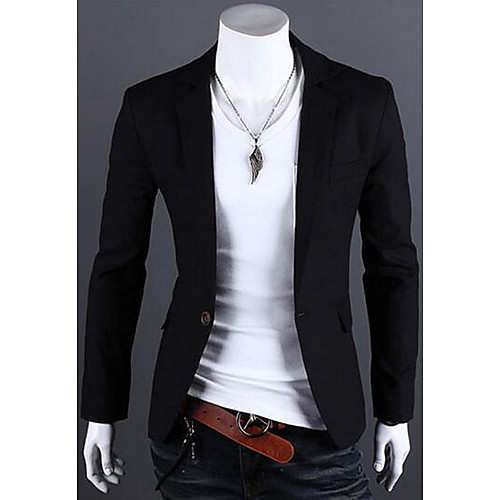 

White / Black / Red Solid Colored Slim Linen Men's Suit - Notch lapel collar / Fall / Spring / Long Sleeve / Work