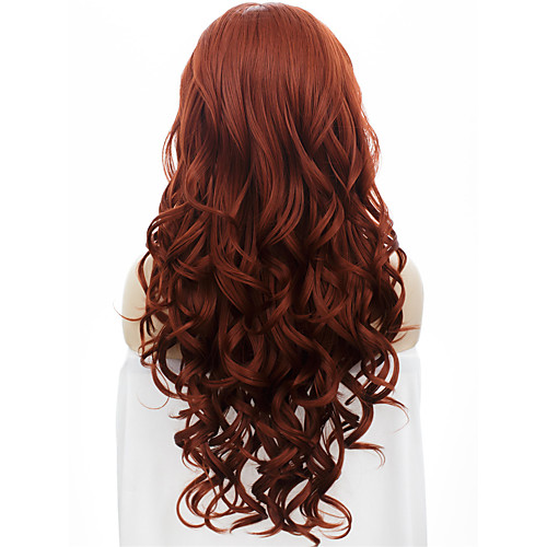 

Synthetic Wig Wavy Wavy Lace Front Wig Auburn Synthetic Hair Red