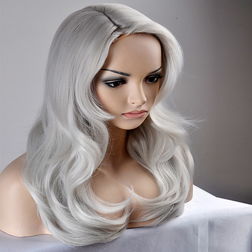 

Synthetic Wig Natural Wave Natural Wave Wig Long Very Long Silver Synthetic Hair Women's Gray