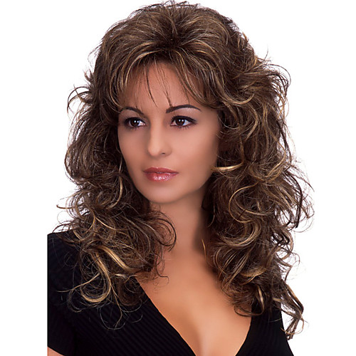 

Synthetic Wig Body Wave Body Wave With Bangs Wig Medium Length Dark Brown Synthetic Hair Women's Heat Resistant Fluffy Dark Brown