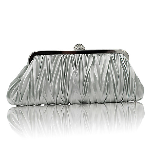 

Women's Ruffles Satin Evening Bag Solid Colored Black / Purple / Silver