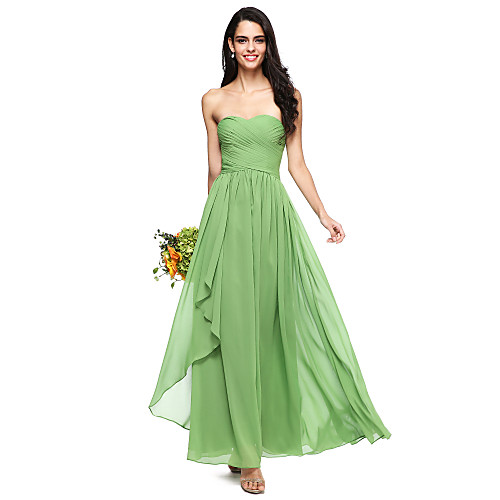 

A-Line Sweetheart Neckline Floor Length Chiffon Bridesmaid Dress with Criss Cross / Ruched / Open Back