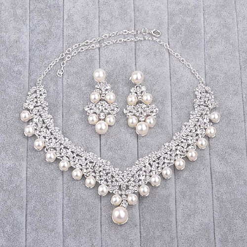 

Women's Imitation Pearl / Rhinestone Jewelry Set - Include Silver For Wedding