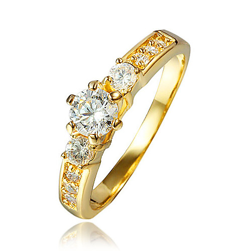 

Ring AAA Cubic Zirconia Solitaire Gold Golden 2 18K Gold Plated Gold Plated Ladies 6 7 8 9 / Women's